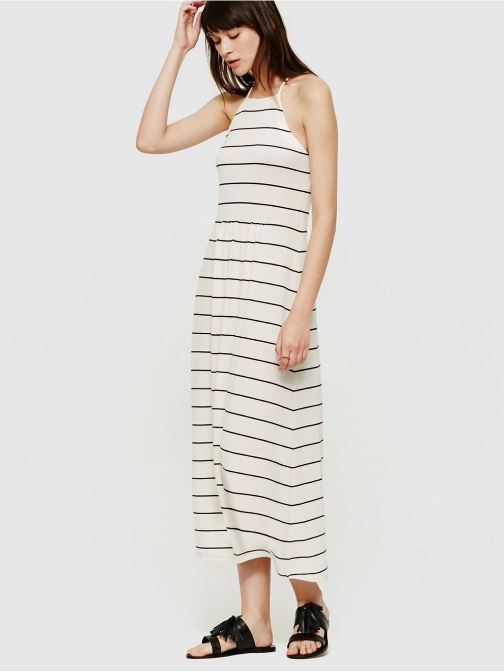 Lou & Grey Cream and Black Striped Halter Midi Dress!